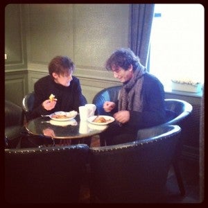 Matt Smith and Neil Gaiman having breakfast