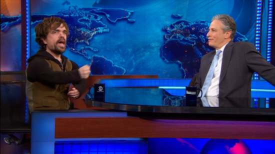 Peter Dinklage and Jon Stewart