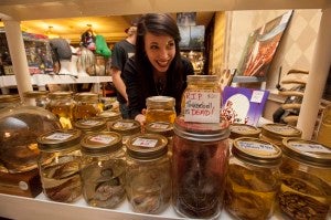 Katie from Pottstown, Pa. shows off different dead carcasses, including a preserved Tinkerbell corpse.