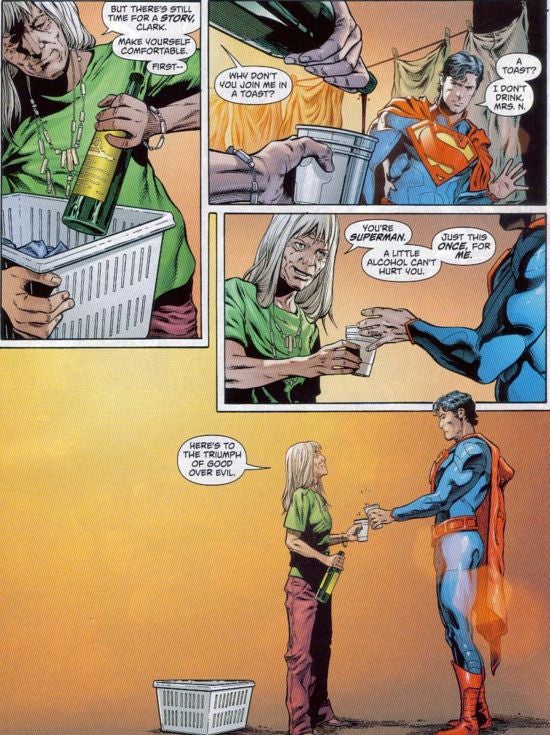 Superman drinking alcohol