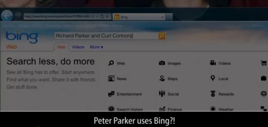 Peter Parker uses Bing