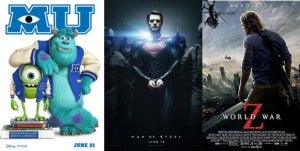 Monsters University, Man Of Steel, & World War Z