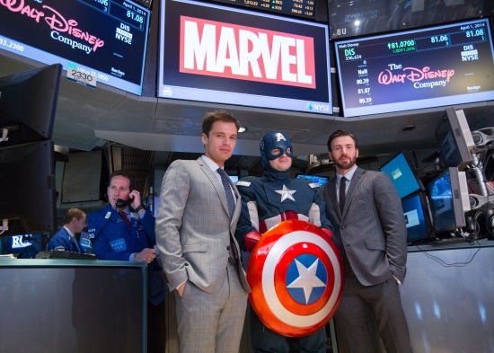 Chris Evans and Sebastian Stan at the NYSE