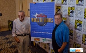 Stan Lee and Mark Hammill pose in support of Lee's World of Heroes YouTube page, which Hammill stars in shows for.