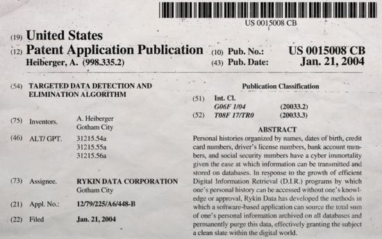 Rykin Data Patent Application