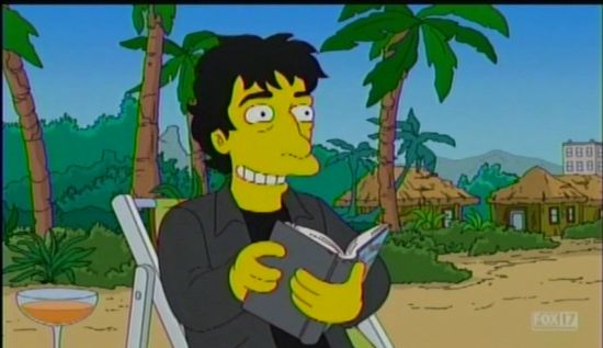 The Simpsons Neil Gaiman on a beach