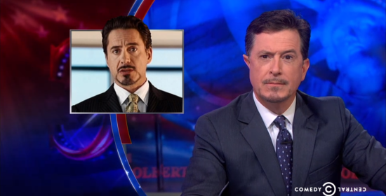 Stephen Colbert with Tony Stark facial hair