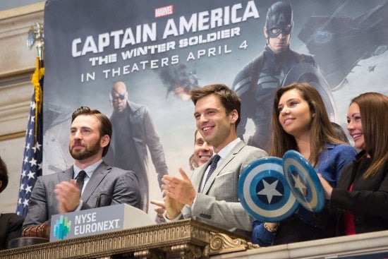 Chris Evans and Sebastian Stan at the NYSE