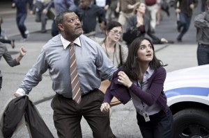 (L-r) LAURENCE FISHBURNE as Perry White and REBECCA BULLER as Jenny in Warner Bros. Pictures’ and Legendary Pictures’ action adventure “MAN OF STEEL,” a Warner Bros. Pictures release.