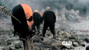 The mask of Deathstroke the Terminator appears in the CW Network's new Green Arrow show, Arrow.