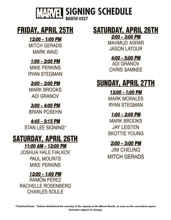 Marvel C2E2 Signing Schedule