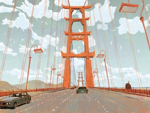 BRIDGE TO SAN FRANSOKYO – Concept art showcases an iconic bridge and treasured landmark of the high-tech, fast-paced city of San Fransokyo, the setting for Walt Disney Animation Studios’ action comedy adventure “Big Hero 6”— in theaters on Nov. 7, 2014. ©2013 Disney. All Rights Reserved.