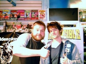 Robert Kirkman (left), with the author at Forbidden Planet in New York, 2009.