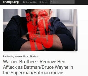 Petition against Ben Affleck as Batman