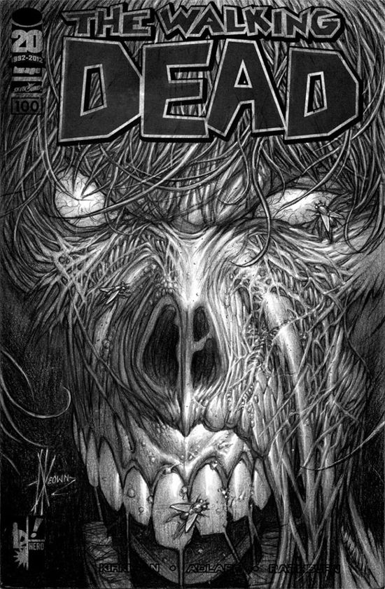 The Walking Dead Hero Initiative Dale Keown Cover Black & White