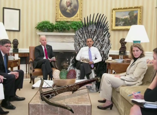 President Obama on the Iron Throne