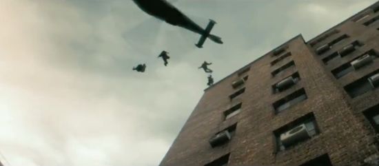 World War Z zombies leap for a helicopter