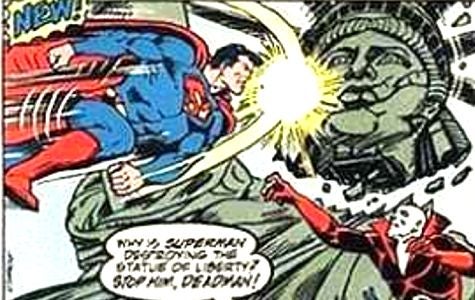 Superman Punches Statue of Liberty