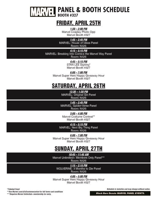 Marvel C2E2 Panel & Booth Schedule