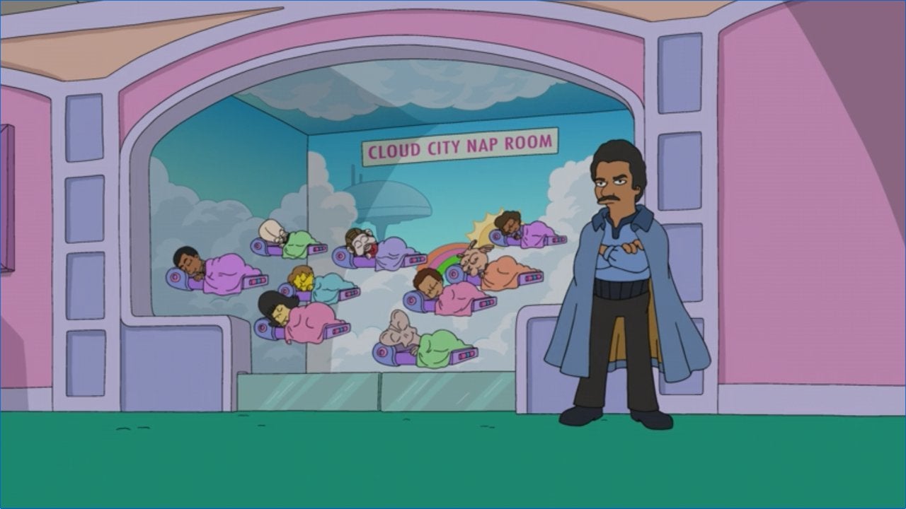 the simpsons star wars crossover force awakens from its nap lando