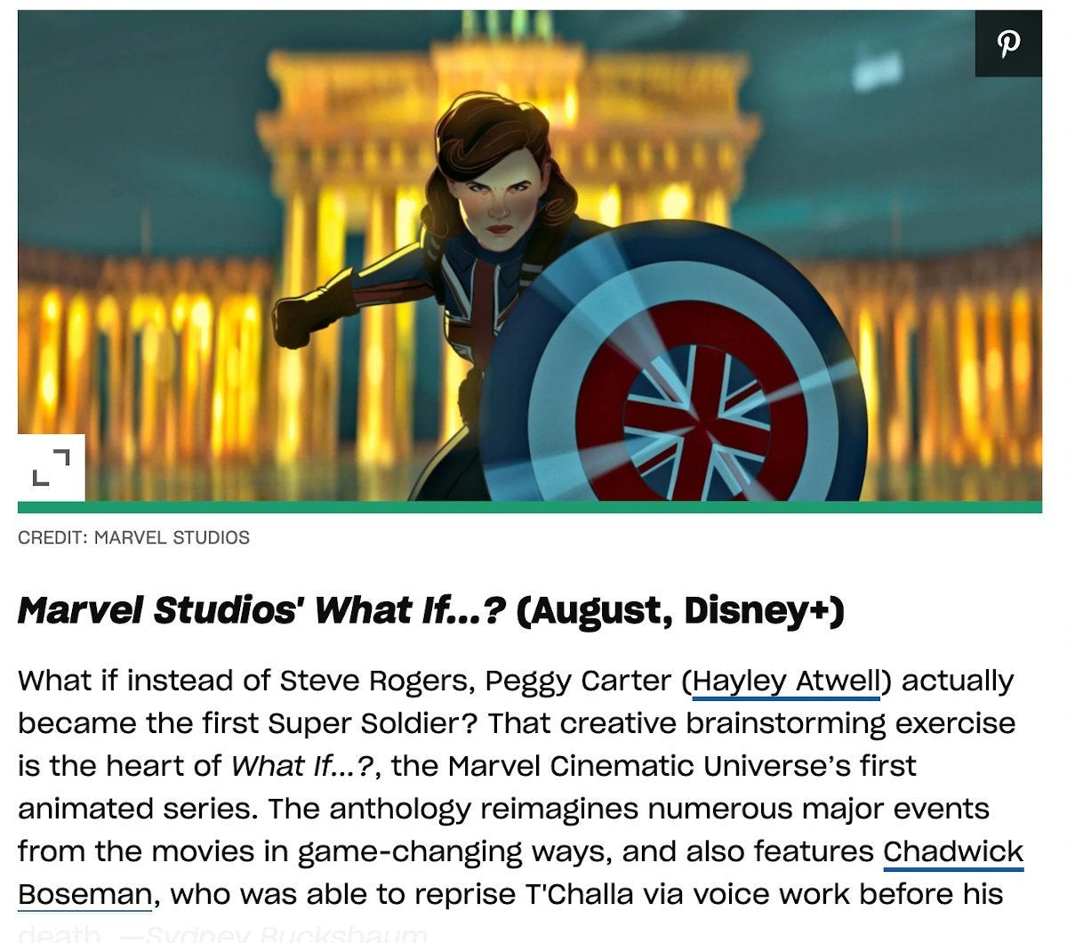 Marvel What If Premiering August 2021 EW Article