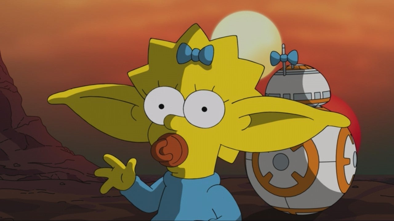 the simpsons star wars crossover force awakens from its nap maggie grogu baby yoda