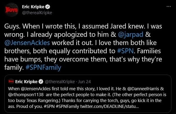 eric kripke supernatural tweet