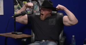 Watch: Brock Lesnar Opens His Interview With Pat McAfee By Breaking a Table