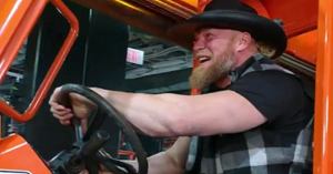 WWE’s Brock Lesnar Tries to Impale Roman Reigns and The Bloodline with a Forklift on SmackDown