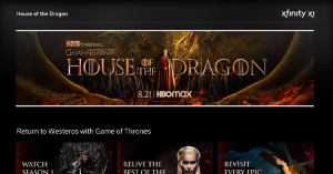 House of the Dragon: Xfinity Offering Free Game of Thrones Content for Subscribers