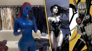 Kim Kardashian’s Mystique Joined by Olivia Pierson as Magik and Natalie Halcro as Selene for Halloween