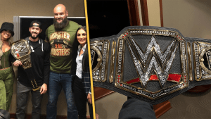 Braun Strowman, Liv Morgan, and Sonya Deville Present Heroic Police Officer With WWE Title