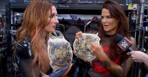 Becky Lynch and Lita Celebrate Winning the WWE Women’s Tag Team Championships