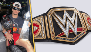 Super Bowl Champion Patrick Mahomes Celebrates With WWE Championship