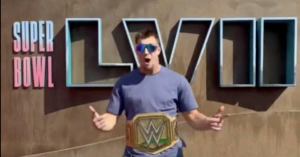 Rob Gronkowski Brings the WWE Golden Title to Super Bowl LVII