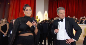 2023 Oscars: Watch Hugh Grant in the “Most Awkward” Red Carpet Interview at the Academy Awards