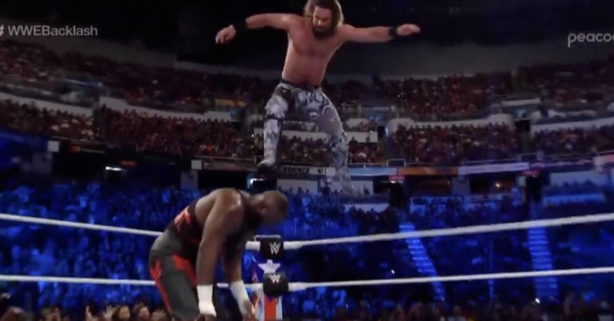 Backlash From Ropes WWE Backlash: Watch Seth Rollins Hit a Top Rope Curb Stomp to Beat Omos ...