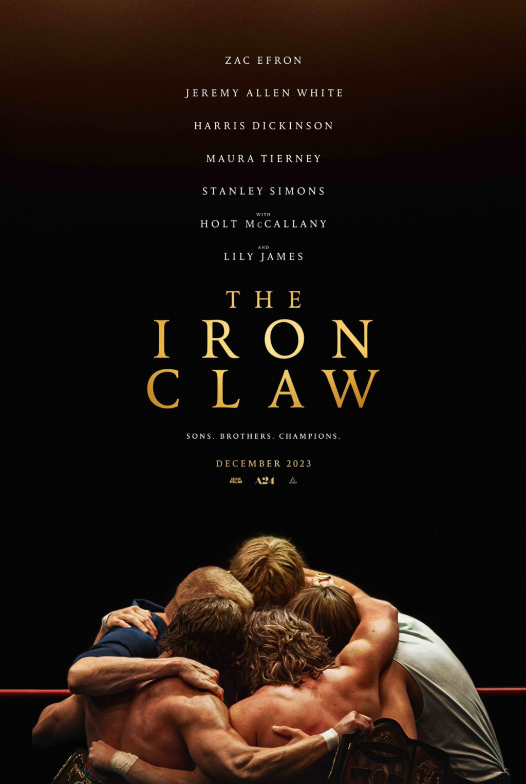 the-iron-claw-poster-zac-efron-a24-von-erich