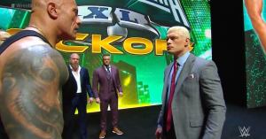 Cody Rhodes Gets Slapped by The Rock After Challenging Roman Reigns at WWE WrestleMania