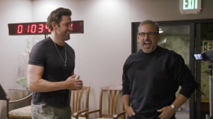 The Office Stars John Krasinski and Steve Carell Reunite, Hug It Out for IF Movie