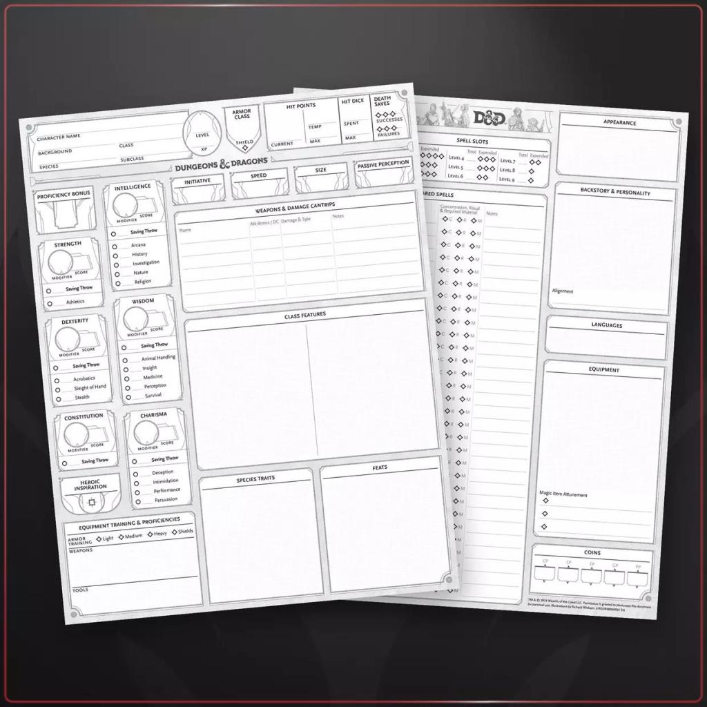 2024 dnd character sheets