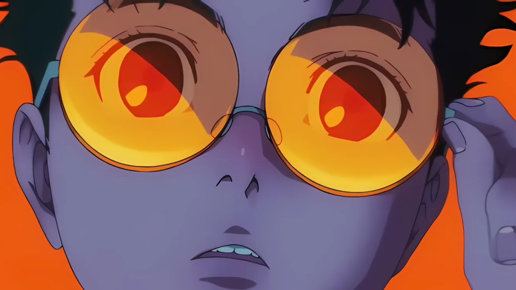 Okarun in the opening of Dandadan pushing up his glasses