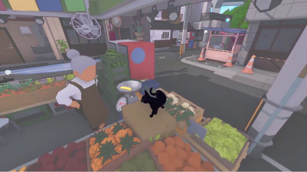 Little Kitty, Big City Gameplay Screenshot showing a cat on top of a crate