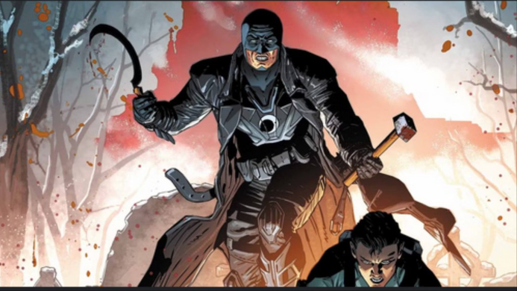 Midnighter with a hammer and sickle surrounded by enemies