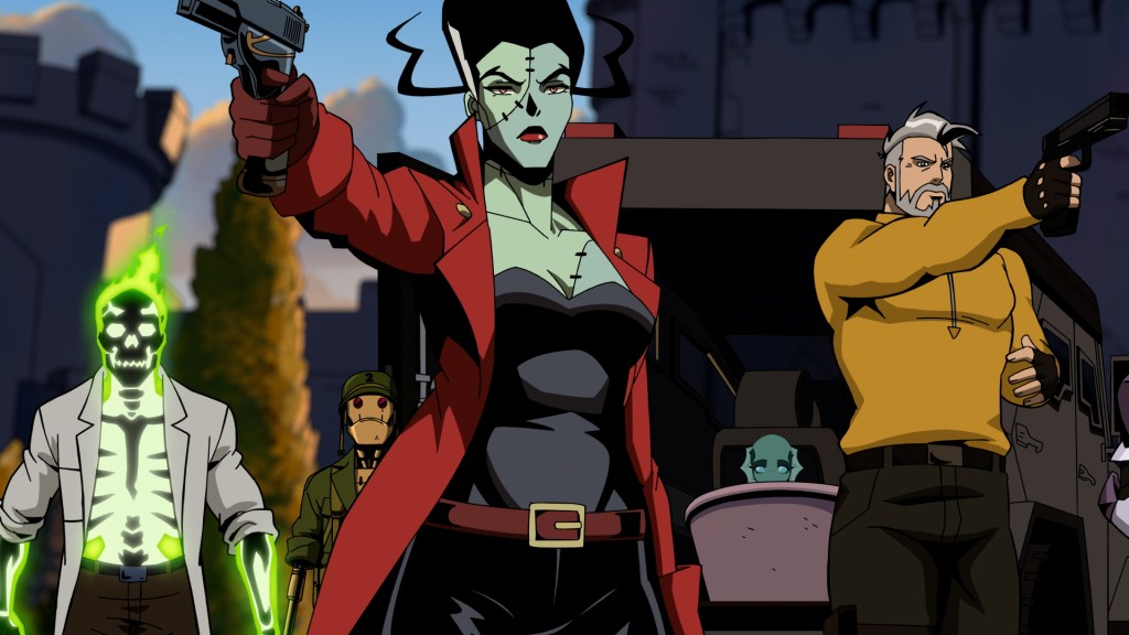 Dr. Phosphorus, the Bride, GI Robot, Rick Flag Sr. and Nina Mazursky in the Creature Commandos animated series of DC Studios.