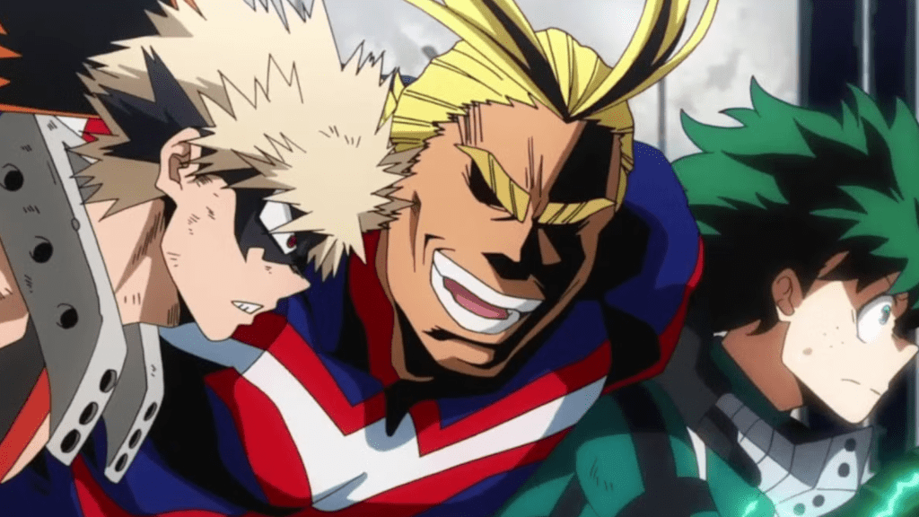 Bakugo, All Might and Deku in My Hero Academia