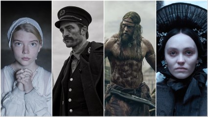 Anya Taylor-Joy in The Witch, Robert Pattinson in The Lighthouse, Alexander Skarsgård in The Northman, and Lily-Rose Depp in Nosferatu