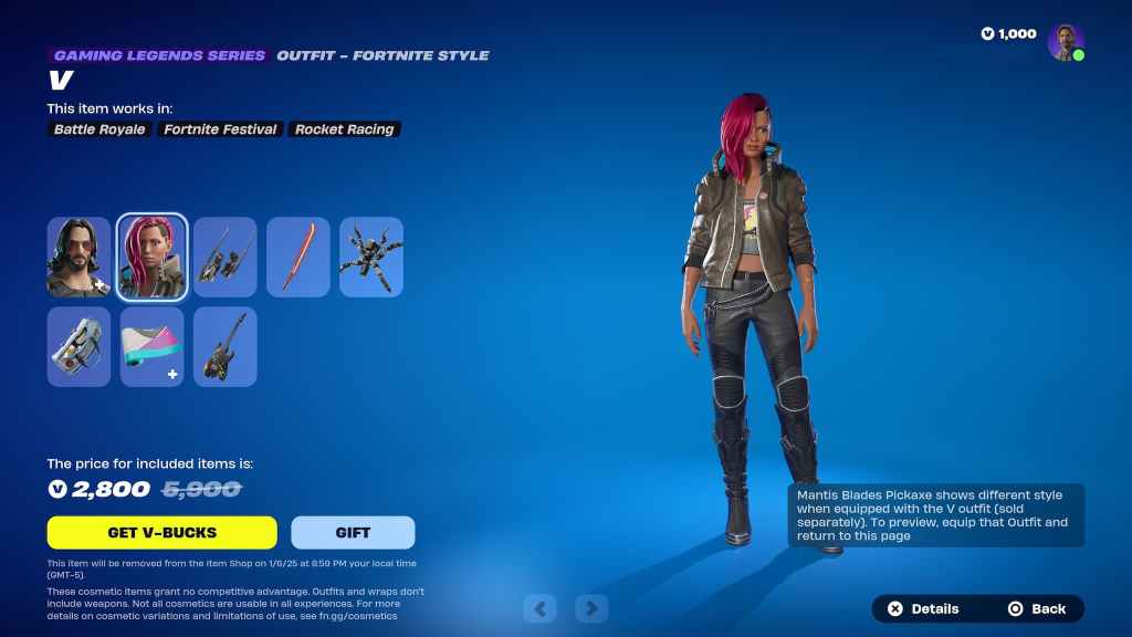 Why Cyberpunk 2077's Male V Didn't Make It Into Fortnite