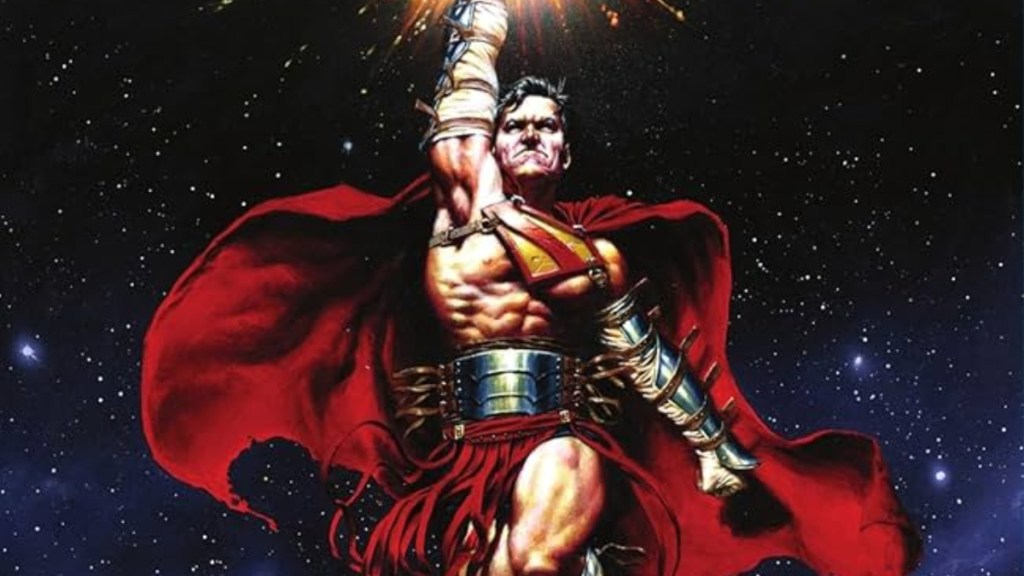 Superman in gladiator garb during the Warworld Saga