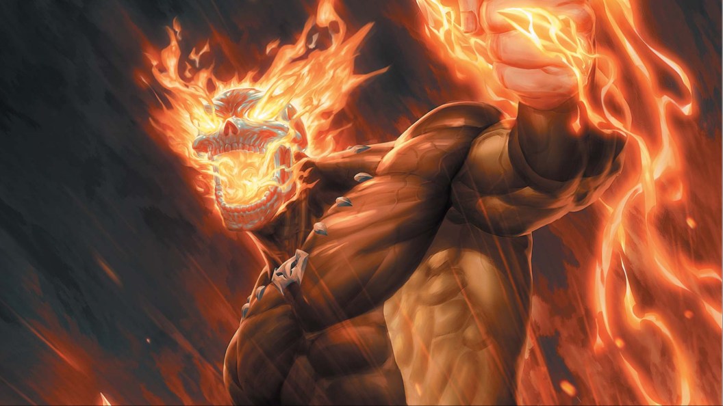 Daken as Hellverine surrounded by flames
